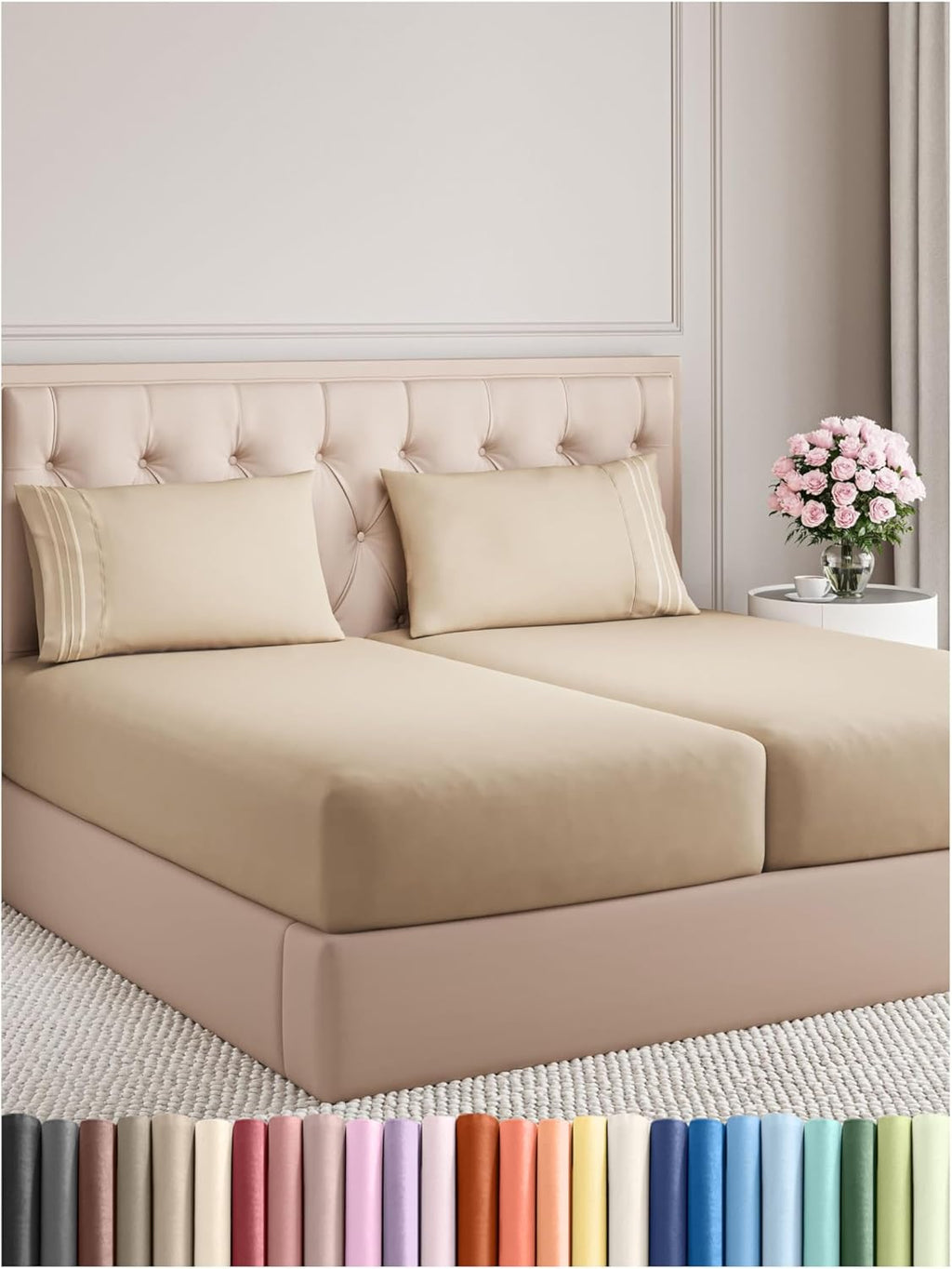 CGK Unlimited queen sheet set in white, featuring soft, breathable fabric with deep pockets for easy fit.