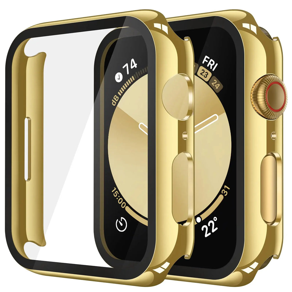 Misxi tempered glass case for Apple Watch Series 11 and 10, 46mm, black screen protector cover, showing sleek design.
