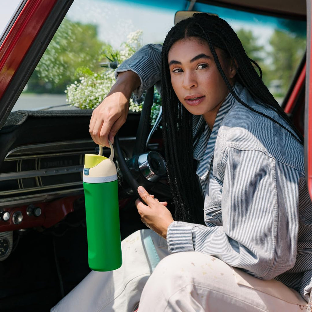 Owala FreeSip Insulated Stainless Steel Water Bottle with Straw for Sports and Travel, BPA-Free, 24 Ounce, Candy Store