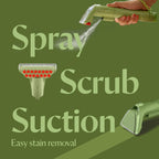 BISSELL Little Green Mini Portable Carpet Cleaner in Tea Green with HydroRinse tool and 4" Tough Stain Tool.