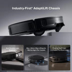 Roborock Saros 10R Robot Vacuum and Mop in black, showcasing ultra-slim design and FlexiArm for corner cleaning.