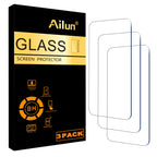 Ailun tempered glass screen protector for iPhone 16/15, 6.1 inch, case-friendly, and dynamic island compatible, 3 pack.