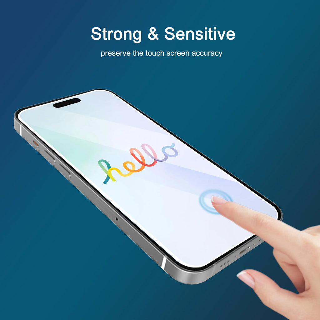 Ailun tempered glass screen protector for iPhone 16/15, 3-pack, designed for 6.1-inch displays and case compatibility.