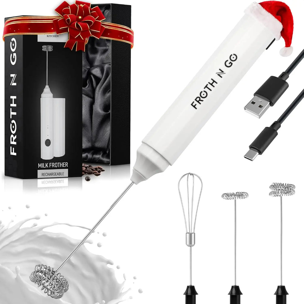 Zulay handheld milk frother in silver with upgraded titanium motor, perfect for lattes, frappes, and matcha blending.