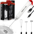 Zulay handheld milk frother in silver with upgraded titanium motor, perfect for lattes, frappes, and matcha blending.