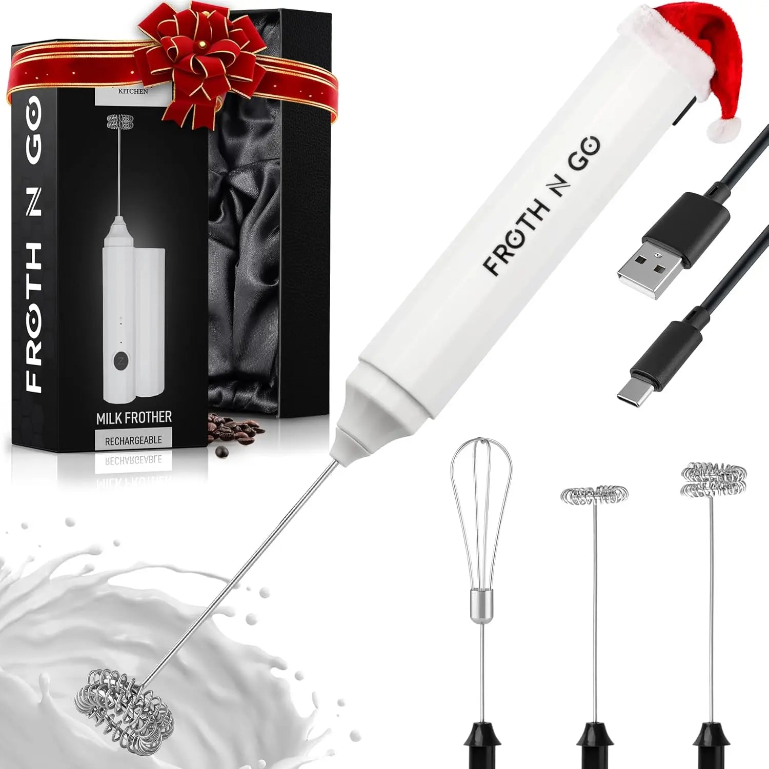 Zulay handheld milk frother in silver with upgraded titanium motor, perfect for lattes, frappes, and matcha blending.