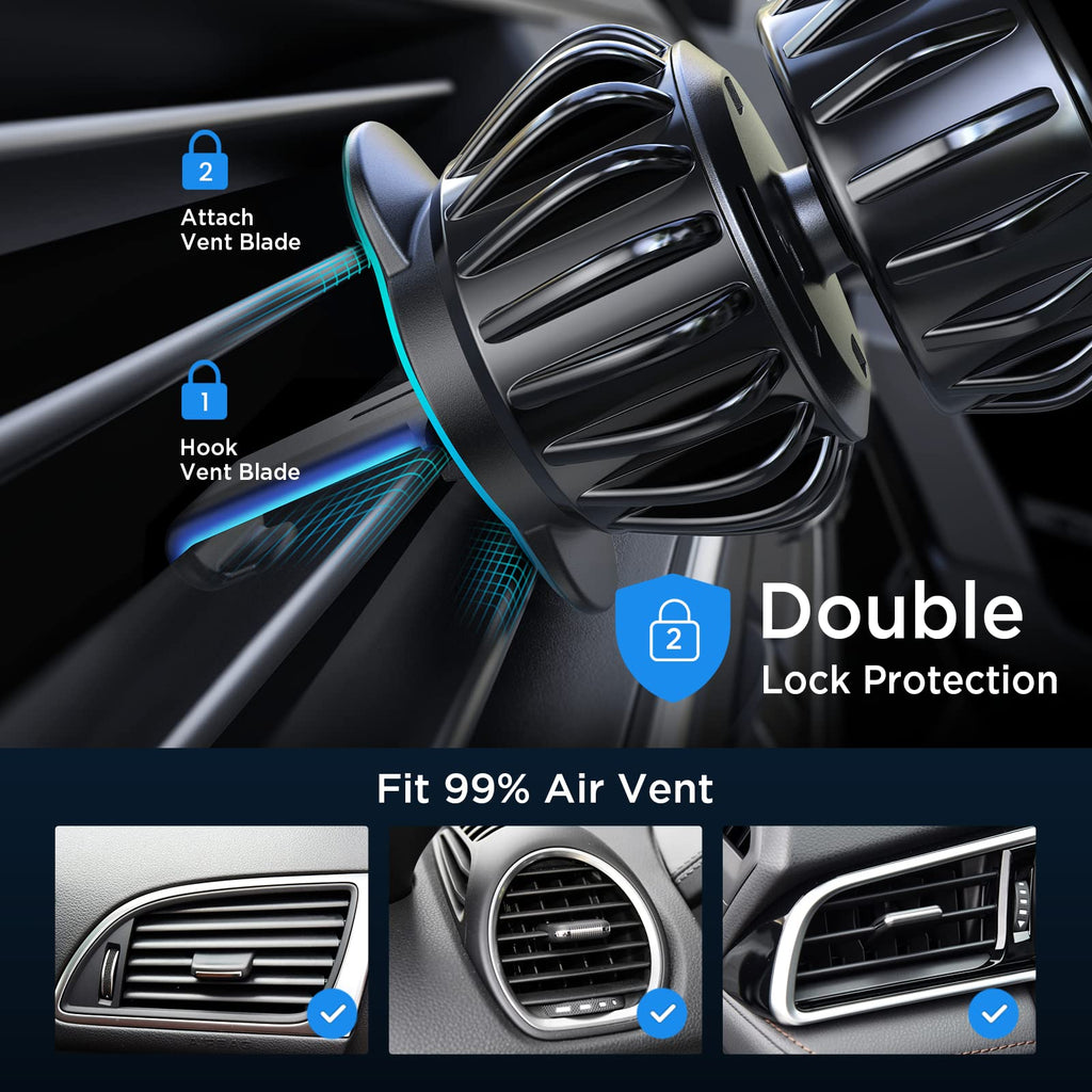 LISEN magnetic phone holder for car, featuring strong magnets and clip, supporting Galaxy S25 Ultra and 4-6.7 inch smartphones.