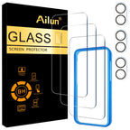 Ailun 3 pack screen protector and camera lens protector for iPhone 17 Pro Max with installation frame, case-friendly design.