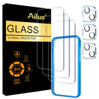 Ailun 3 pack screen and camera lens protectors for iPhone 17 Pro Max, featuring installation frame and case-friendly design.