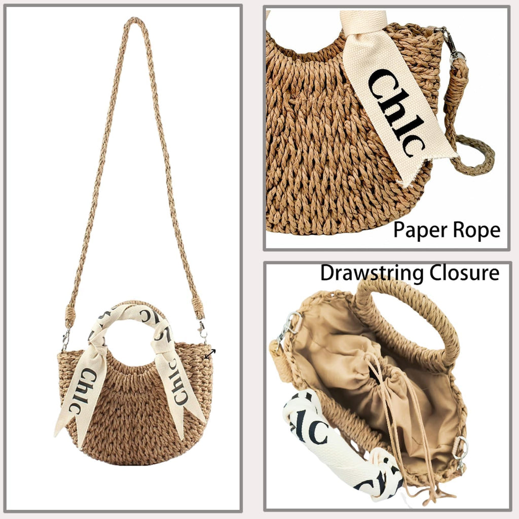 Eiyye off white woven tote purse, stylish shoulder handbag for summer beach outings, featuring a straw design.