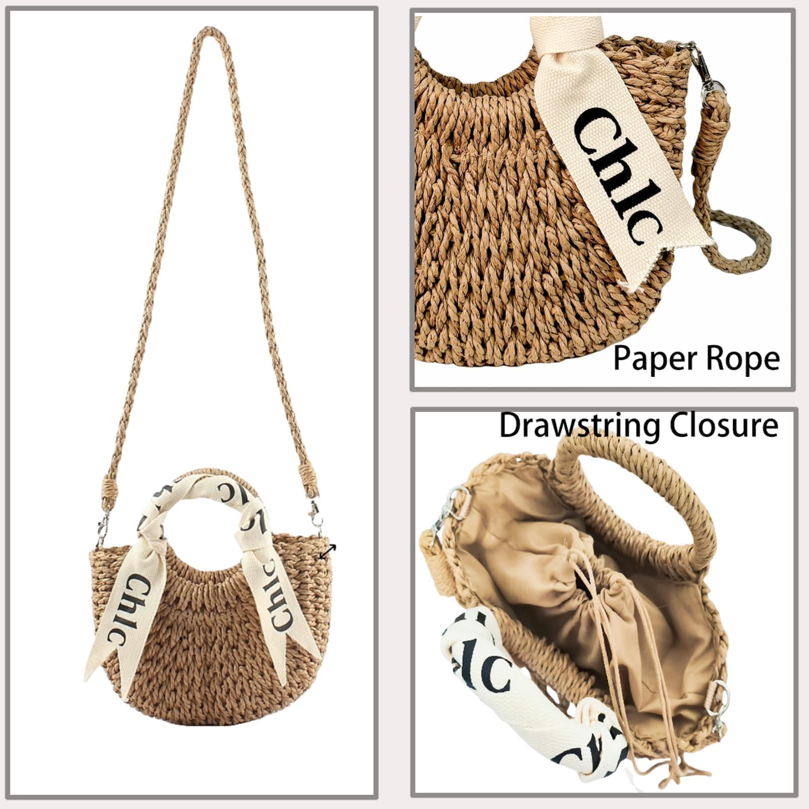 Eiyye off white woven tote purse, stylish shoulder handbag for summer beach outings, featuring a straw design.