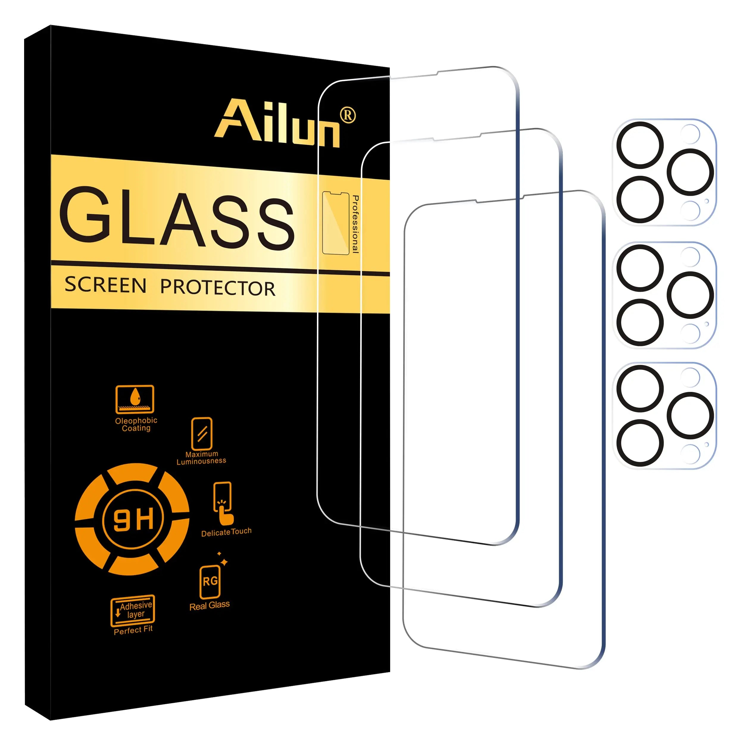 Ailun 3 pack screen protector and camera lens protector for iPhone 17 Pro Max with installation frame, case friendly.