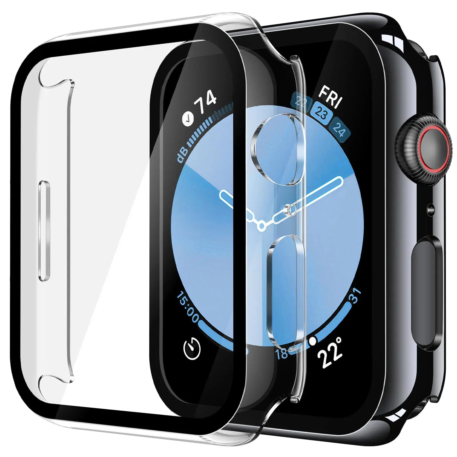 Misxi tempered glass case for Apple Watch Series 10/11, black, providing screen protection for 46mm iWatch models.