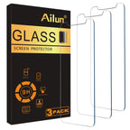 Ailun tempered glass screen protector for iPhone 15 and 16, 3-pack, case-friendly, dynamic island compatible.