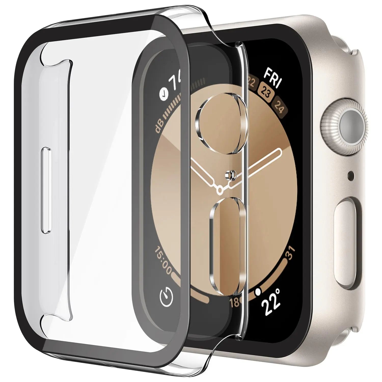 Misxi 2 pack tempered glass cases for Apple Watch Series 11 and 10, black screen protector covers for 46mm iWatch.