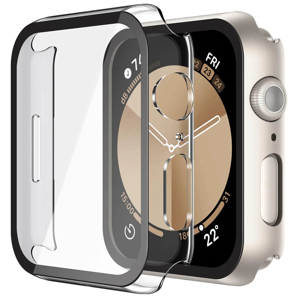 Misxi 2 Pack black tempered glass case for Apple Watch Series 11 and 10, 46mm, with screen protector cover.