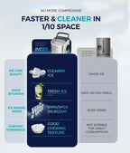 EUHOMY black countertop ice maker machine with handle, producing 26 lbs of ice in 24 hours, portable for home or camping.