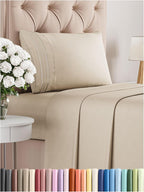 CGK Unlimited queen sheet set in white, featuring soft, breathable fabric with deep pockets for a comfortable fit.