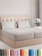 CGK Unlimited Queen white sheet set, featuring soft, breathable fabric and deep pockets for a comfortable fit.