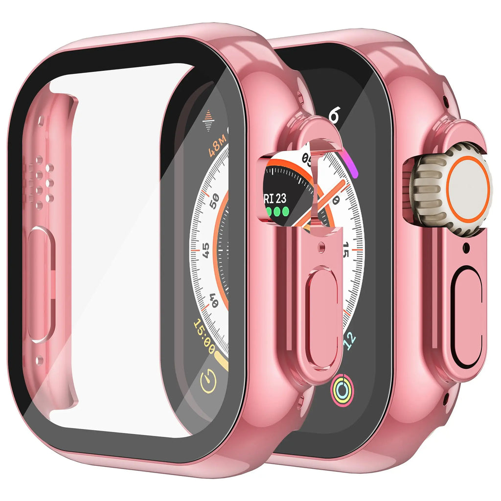 Misxi tempered glass case for Apple Watch Series 11 and 10, black, protectively covers the watch's screen and edges.