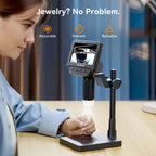 Elikliv LCD digital coin microscope with 1000x magnification and 8 adjustable LED lights, featuring a 4.3-inch display.