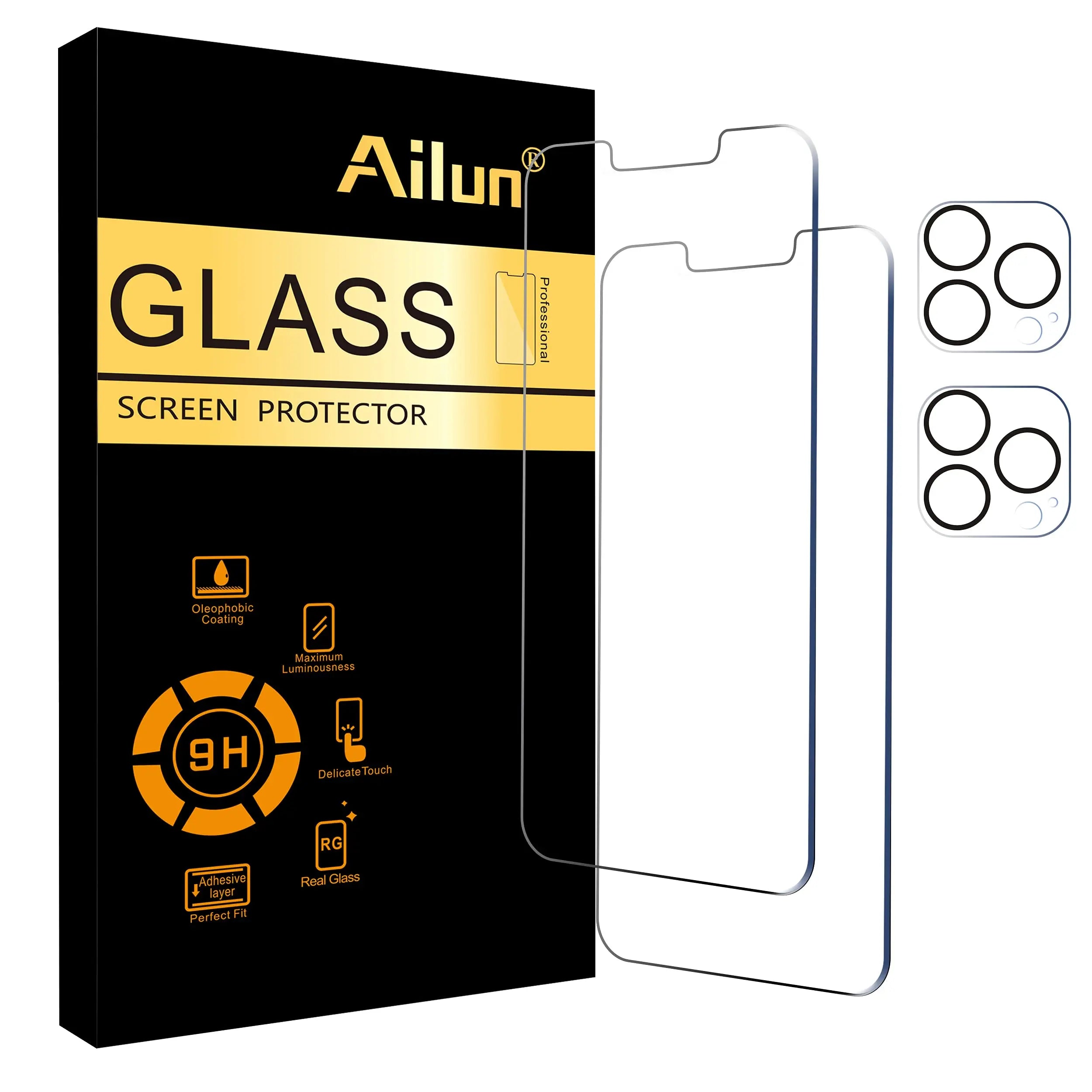 Ailun 3 pack screen protector and camera lens protectors for iPhone 17 Pro Max with installation frame and case compatibility.