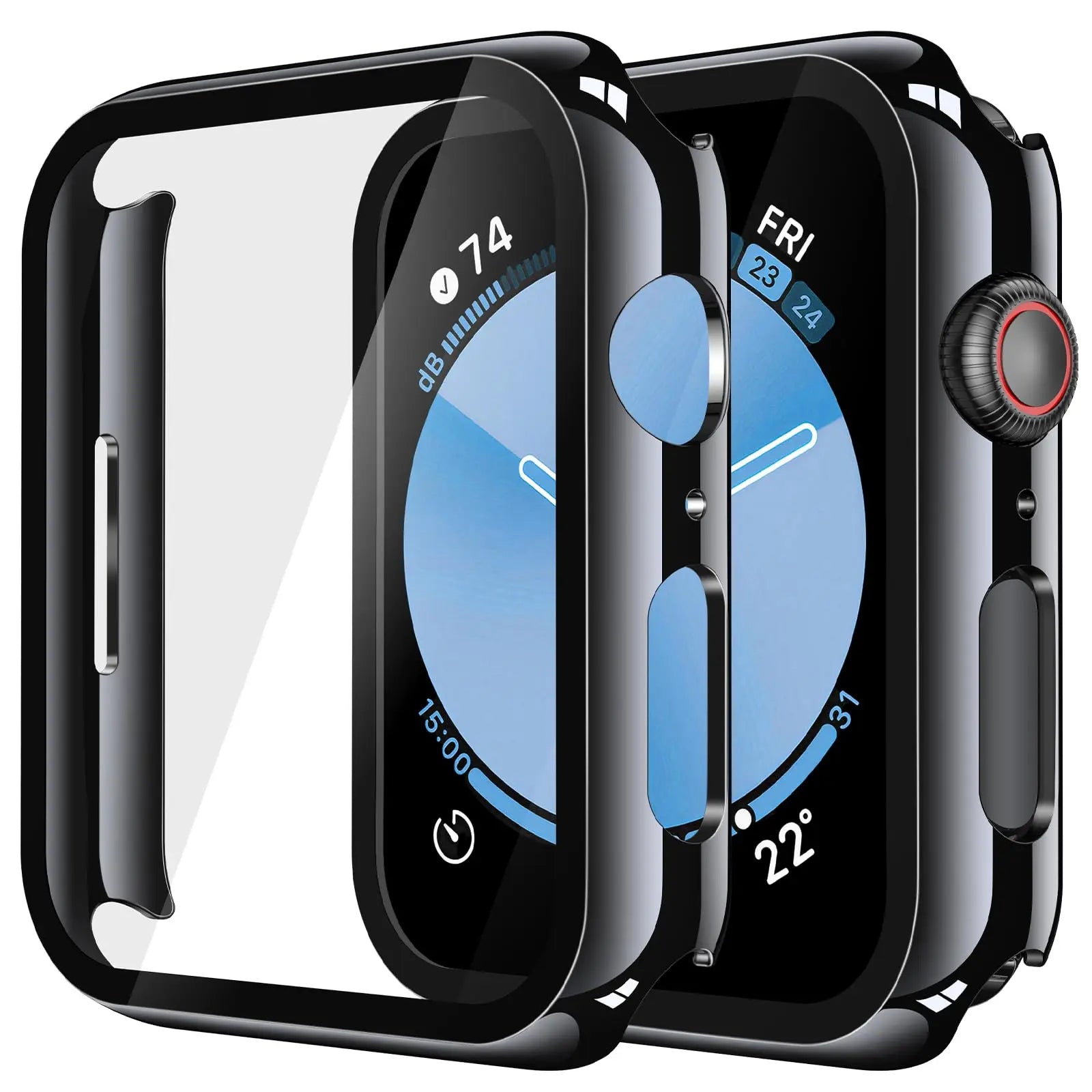 Misxi tempered glass case for Apple Watch Series 11 and 10, 46mm, black screen protector cover.