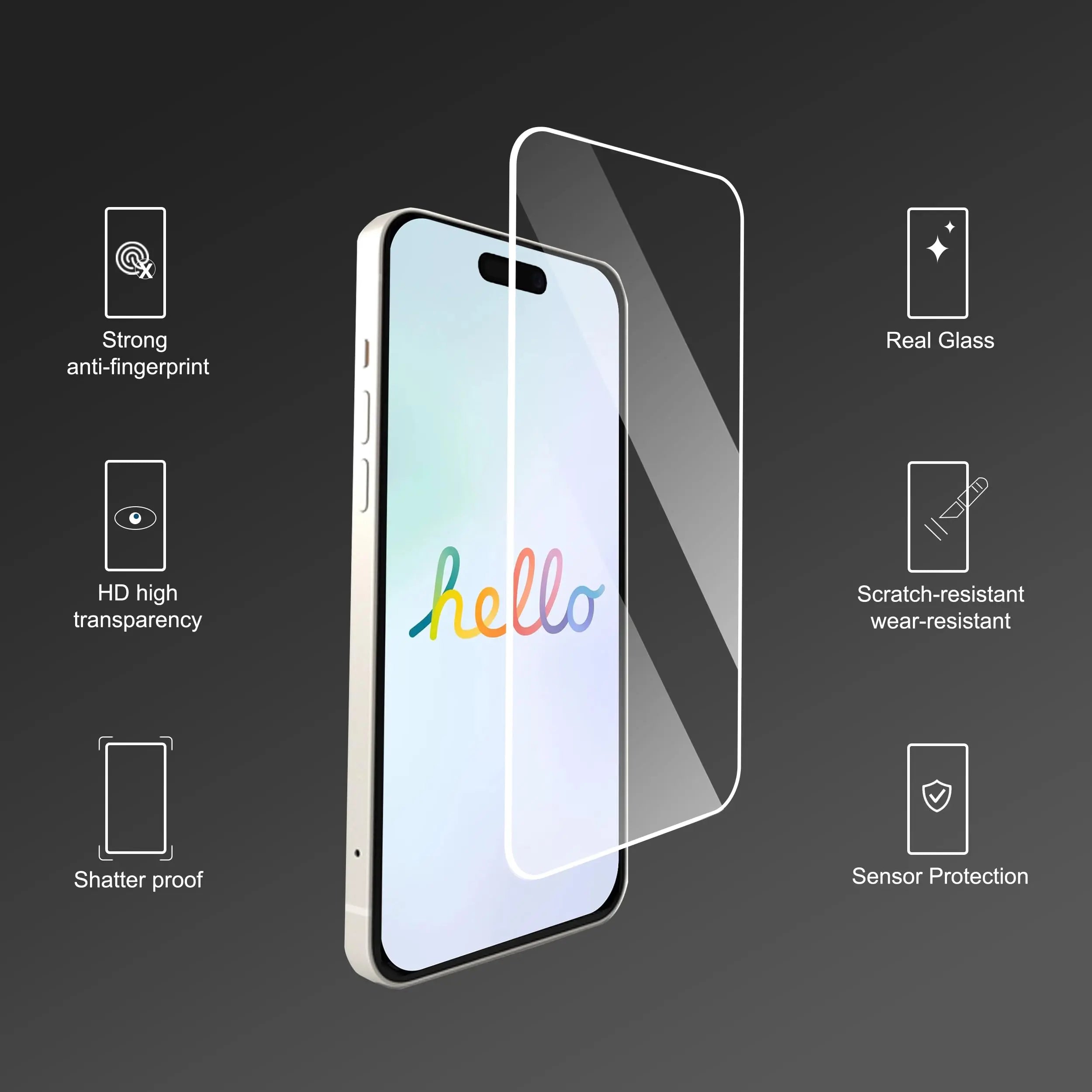 Ailun screen protector and camera lens protectors for iPhone 17 Pro Max, featuring installation frame and dynamic island compatibility.