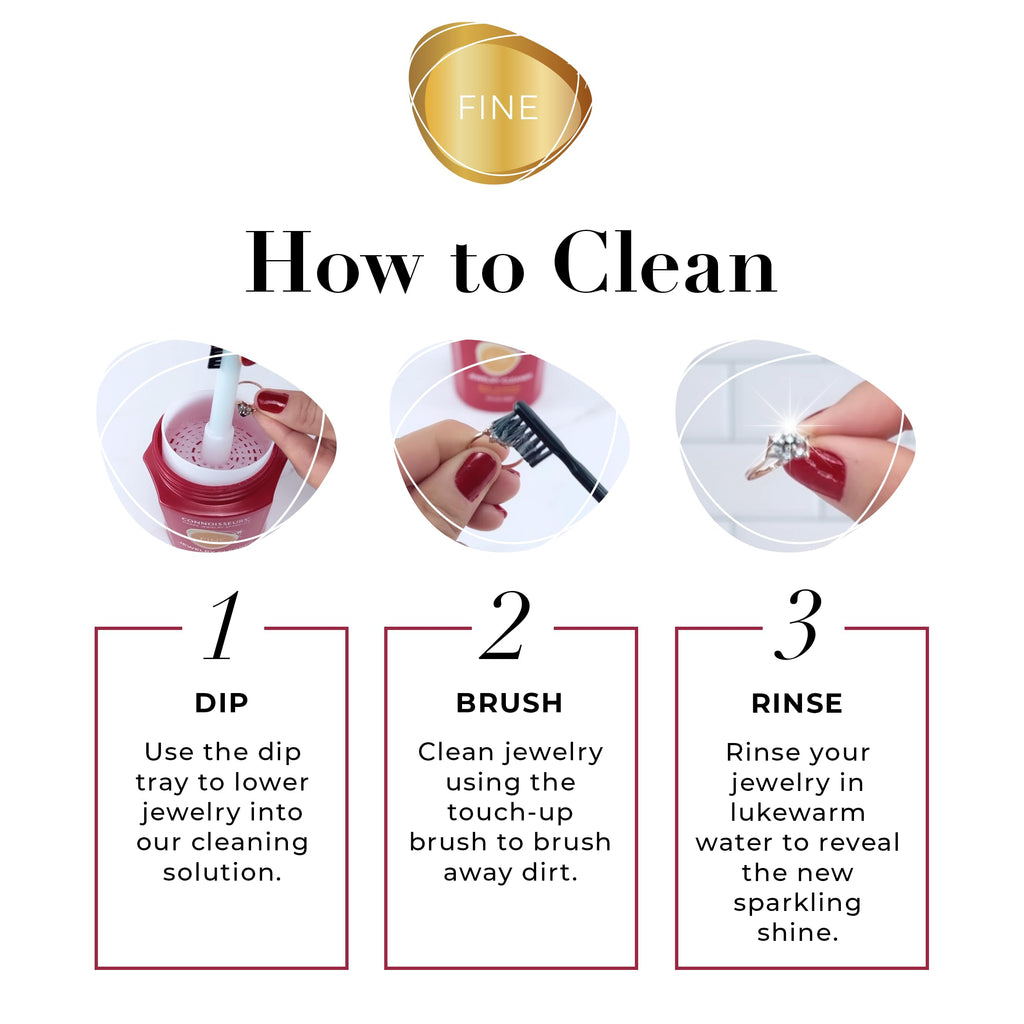 CONNOISSEURS Premium Edition Jewelry Cleaner 9.6oz bottle, suitable for fine, silver, and delicate jewelry cleaning.