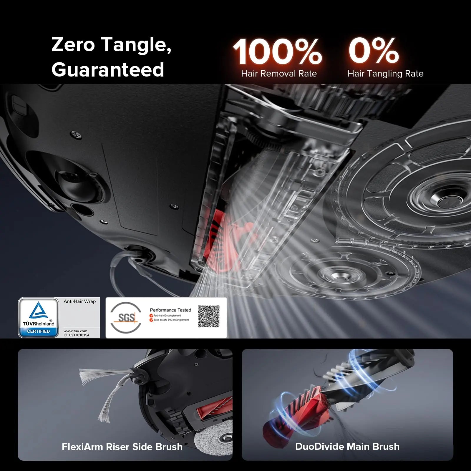 Roborock Saros 10R Robot Vacuum and Mop in black, featuring ultra-slim design and FlexiArm for efficient cleaning.