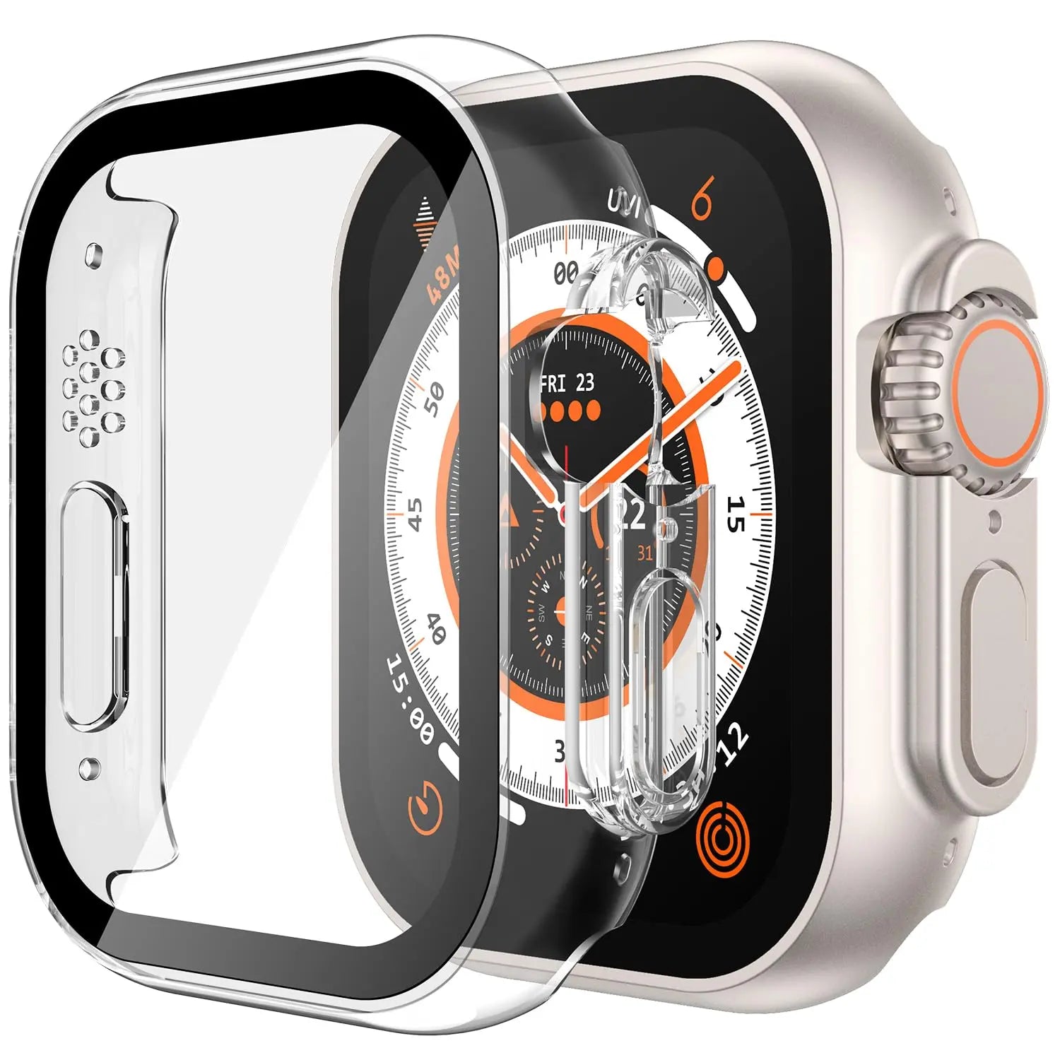 Misxi tempered glass case for Apple Watch Series 10 and 11, black screen protector cover for 46mm iWatch.