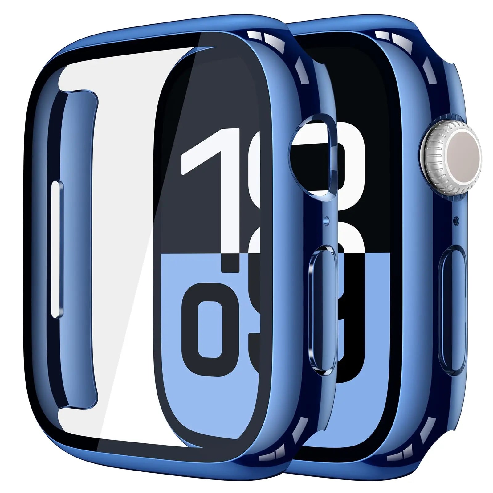 Misxi tempered glass case for Apple Watch Series 11 and 10, 46mm, black screen protector cover.