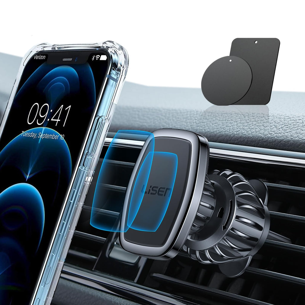 LISEN magnetic phone holder for car with upgraded clip and strong magnets, designed for Galaxy S25 Ultra and similar smartphones.