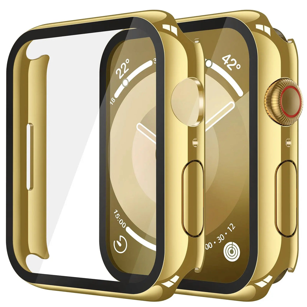 Misxi tempered glass case for Apple Watch Series 11 and 10, 46mm, black screen protector cover.