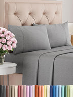 CGK Unlimited white queen sheet set featuring soft, breathable fabric with deep pockets and wrinkle-free design.