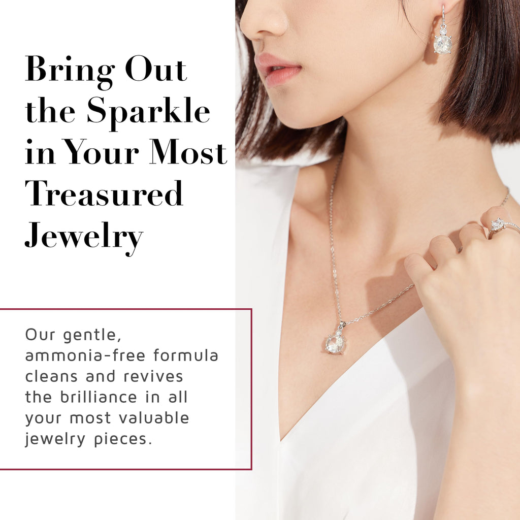 CONNOISSEURS Premium Edition Jewelry Cleaner 9.6oz bottle with a label indicating use for fine, silver, or delicate jewelry.