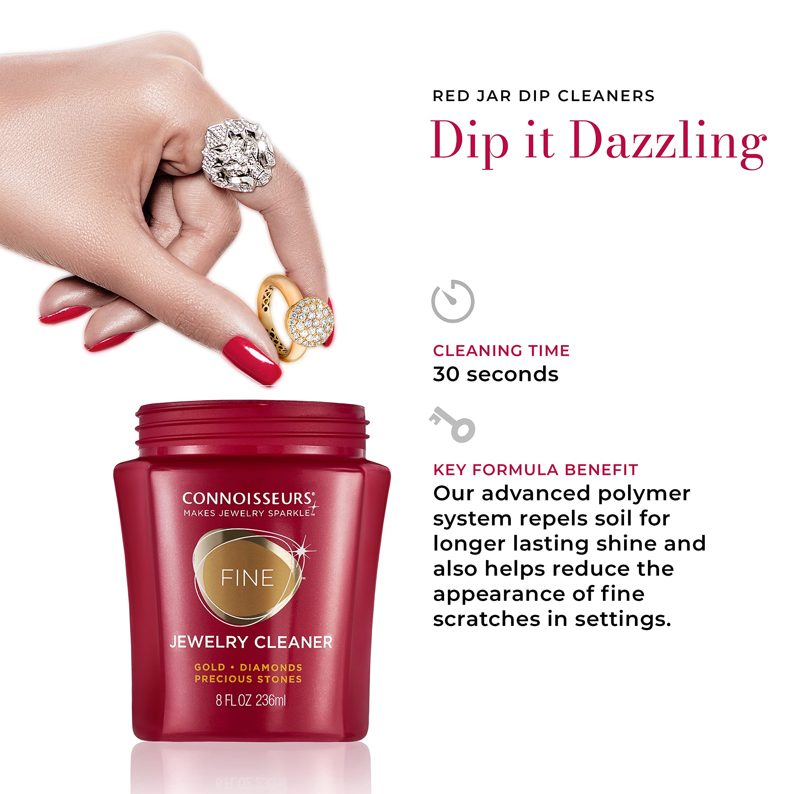 CONNOISSEURS Premium Edition Jewelry Cleaner 9.6oz bottle, designed for cleaning fine, silver, and delicate jewelry.
