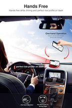 Black Loncaster car phone holder with silicone pad, designed for dashboards, compatible with iPhone, Samsung, and GPS devices.