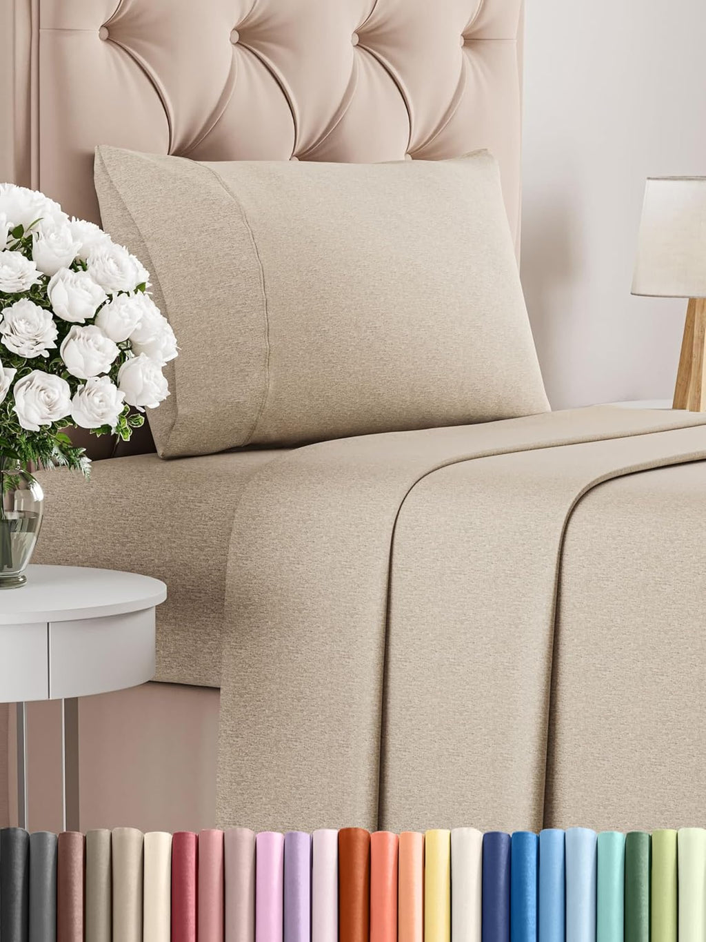 CGK Unlimited white queen sheet set with deep pockets, soft fabric, and wrinkle-free design for a luxurious sleep experience.