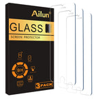 Ailun tempered glass screen protector for iPhone 15/16, 3 pack, 6.1 inch, case friendly, dynamic island compatible.