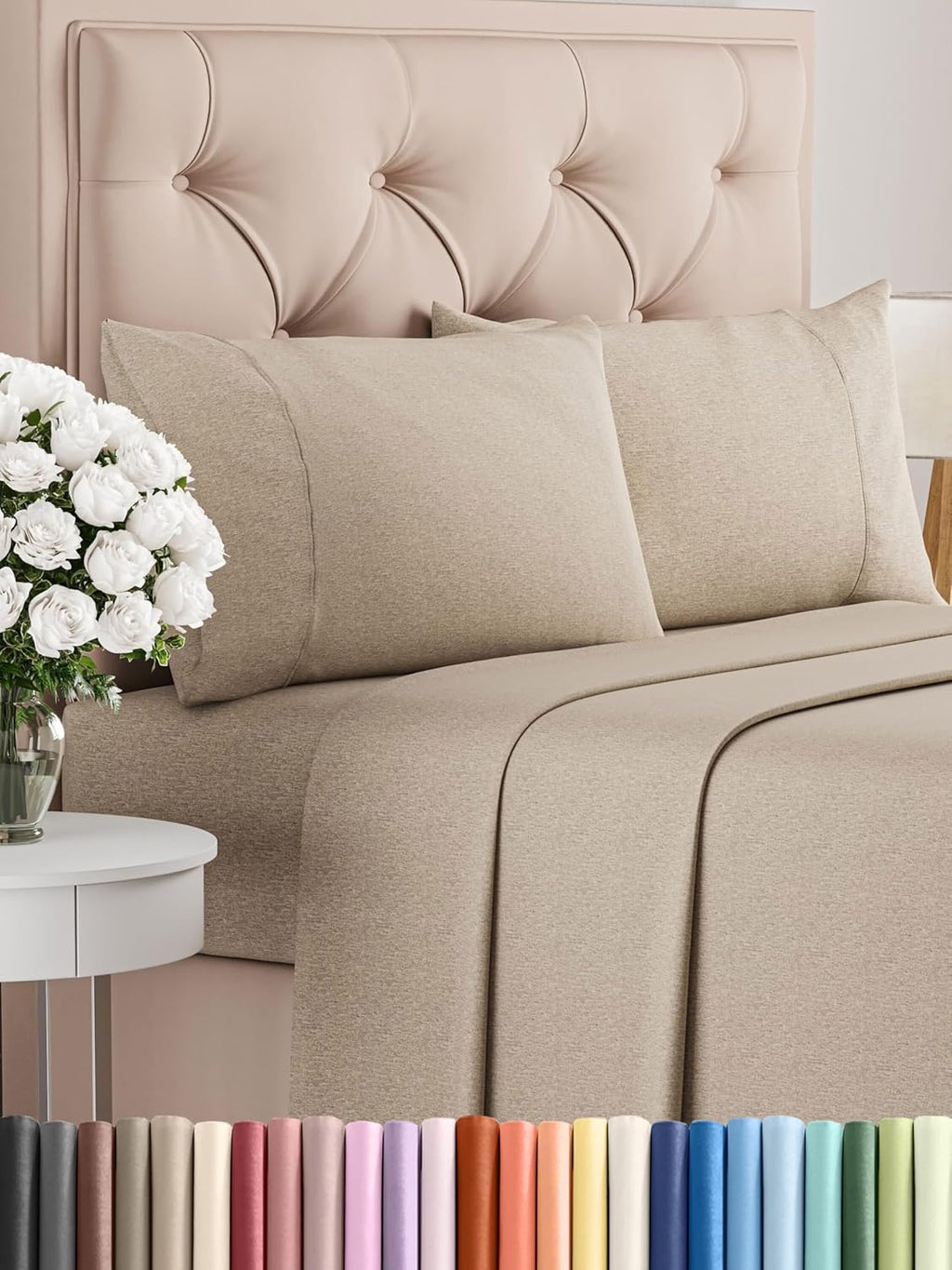 CGK Unlimited white queen sheet set featuring soft, breathable material with deep pockets for a comfortable fit.