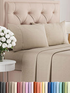 CGK Unlimited white queen sheet set with deep pockets, soft texture, and wrinkle-free design for comfortable sleep.