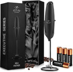 Zulay handheld milk frother in silver with upgraded titanium motor for coffee, latte, and matcha blending.