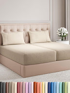 CGK Unlimited queen sheet set in white, featuring soft, breathable fabric with deep pockets and wrinkle-free finish.