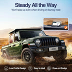 Black Loncaster car phone holder on a dashboard, designed for smartphones and GPS devices, featuring a silicone pad.