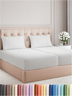 CGK Unlimited white queen sheet set with deep pockets, soft fabric, and wrinkle-free design on a neatly made bed.