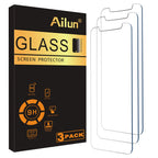 Ailun tempered glass screen protector for iPhone 15/16, 6.1 inch, three-pack, case-friendly, Dynamic Island compatible.
