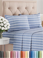 CGK Unlimited white queen sheet set with deep pockets, soft fabric, and wrinkle-free design, ideal for all ages.