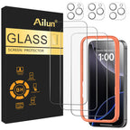 Ailun 3 pack screen protector and camera lens protector for iPhone 17 Pro Max with installation frame, case friendly.