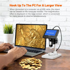 Elikliv LCD digital coin microscope with 1000x magnification and 8 LED lights, featuring a 4.3-inch display.
